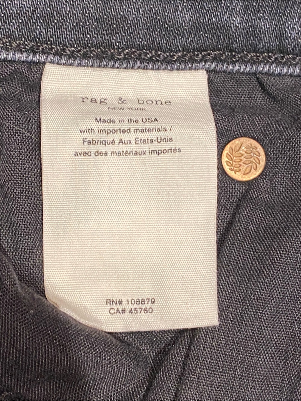 Rag & Bone Nina High Rise Ankle Skinny Jeans, Black/Gray wash, size 27 - Picture 5 of 8